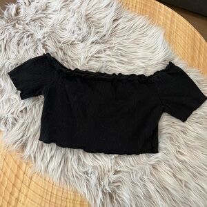 Black Crop Top - Off Shoulder